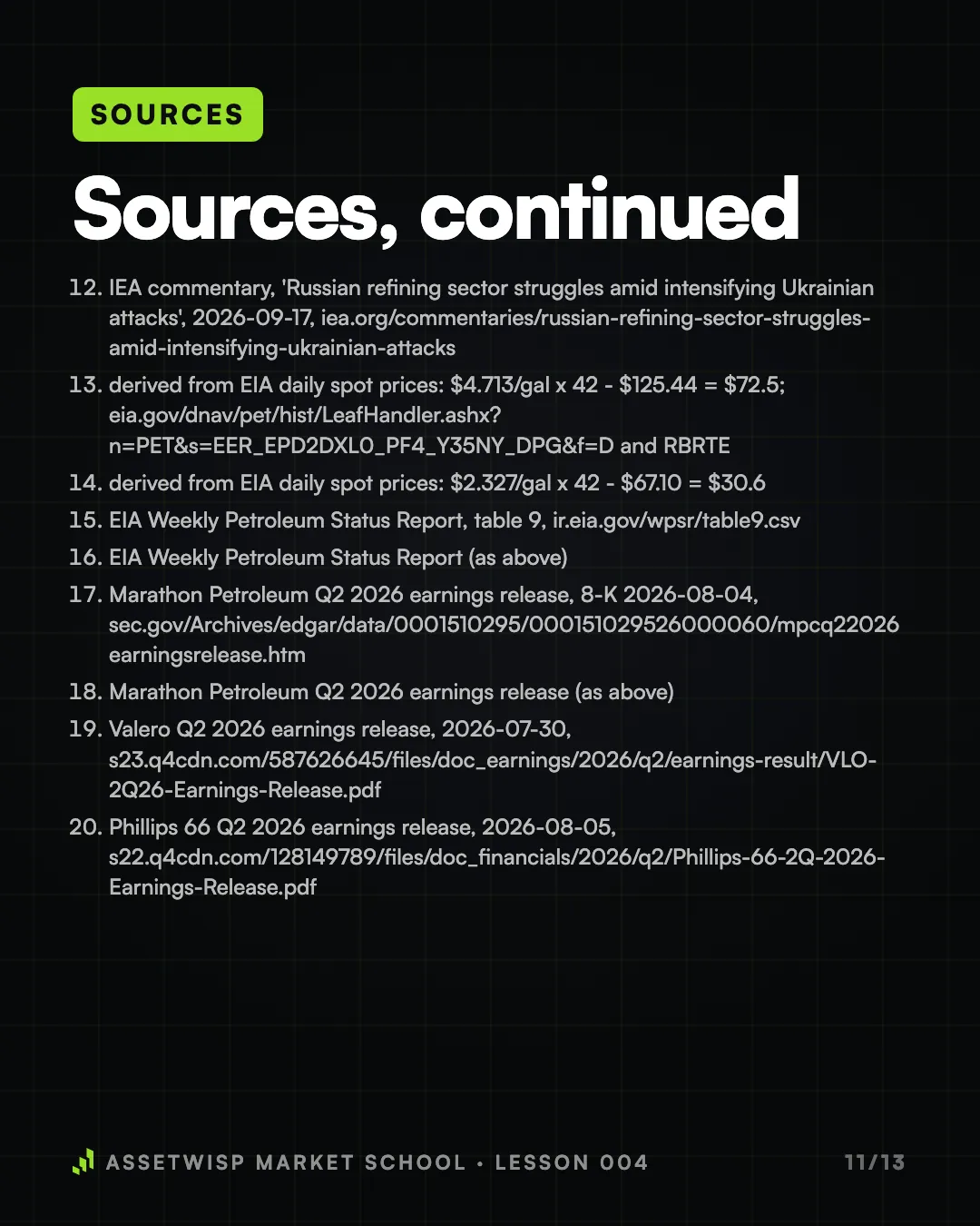 Page 11 of 13. Sources, page 2