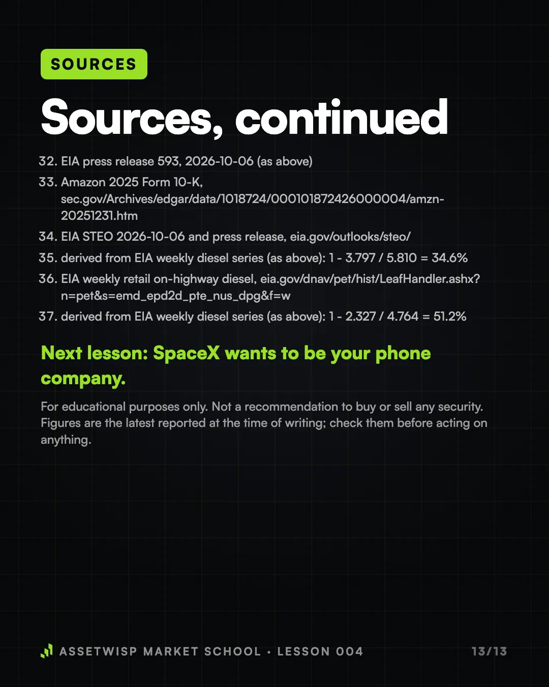 Page 13 of 13. Sources, page 4 and the next lesson