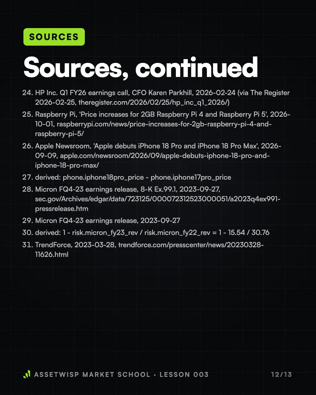 Page 12 of 13. Sources, page 3