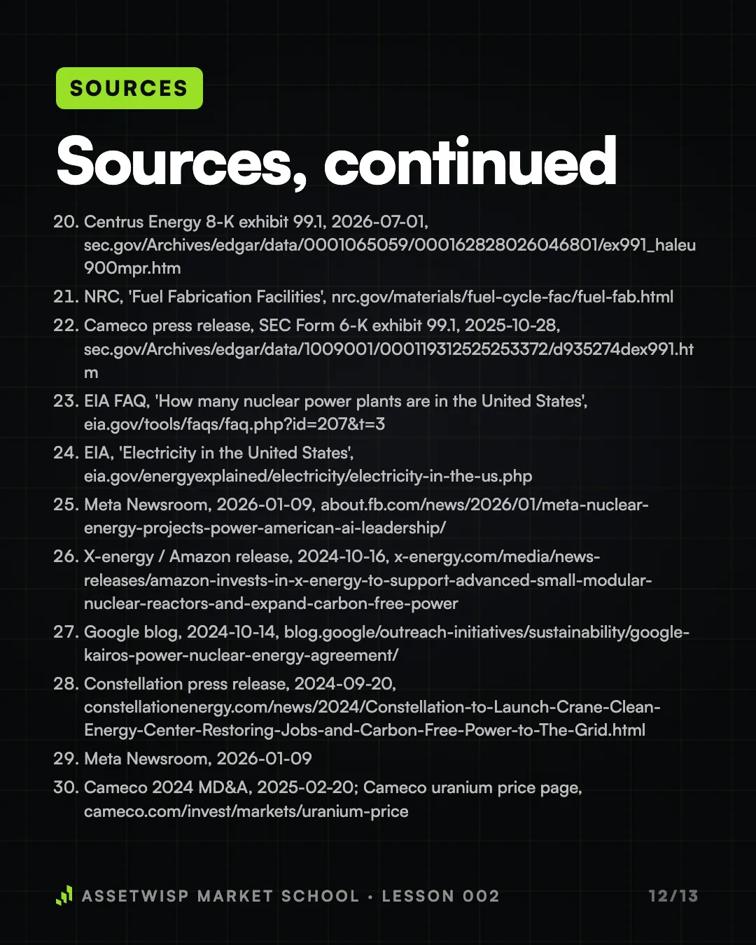 Page 12 of 13. Sources, page 3
